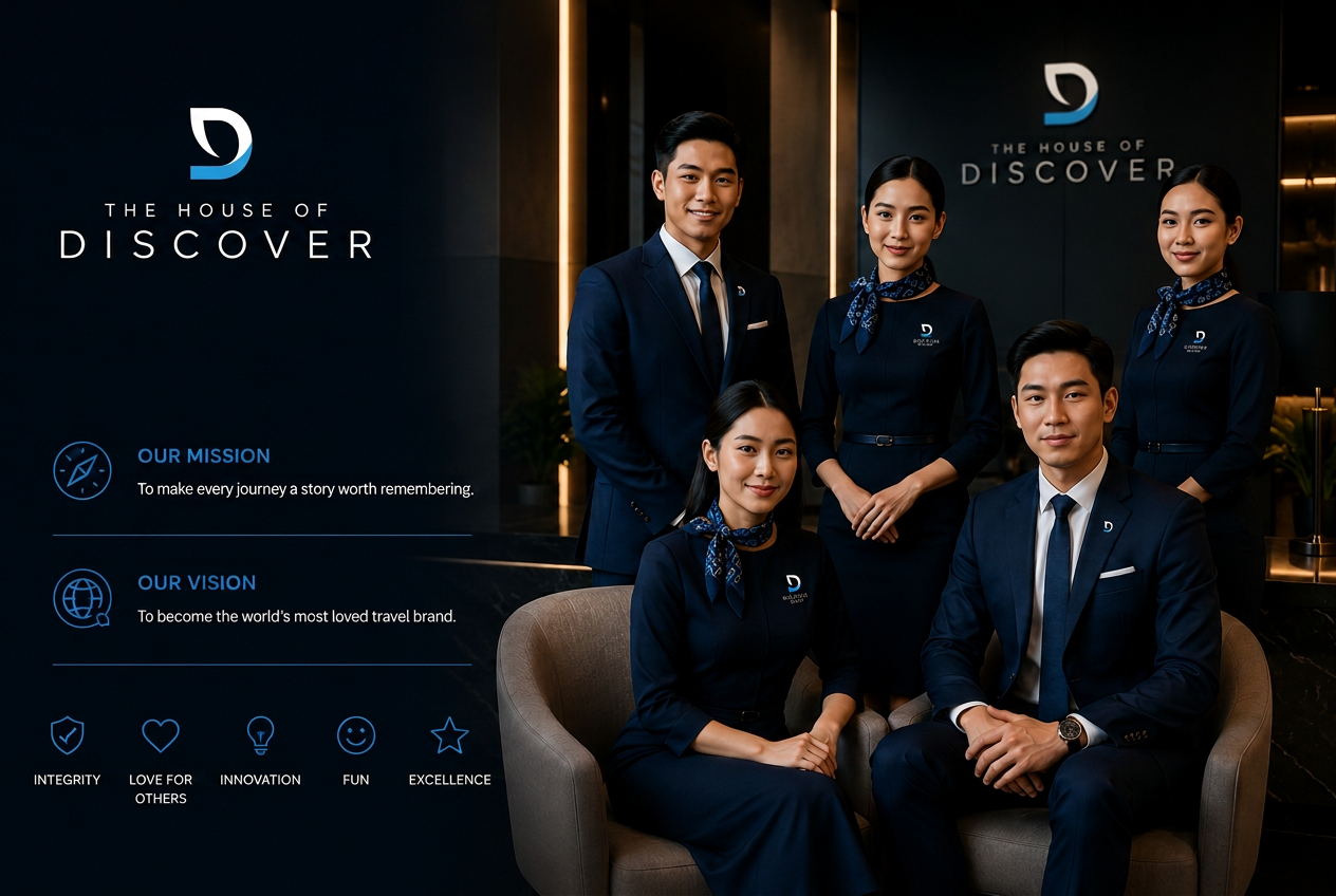 The House of Discover — the Discover Group team with the company mission, vision and core values